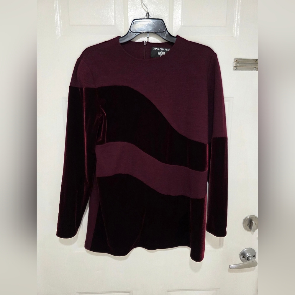 Kasper Deep Burgundy Long Sleeve Top